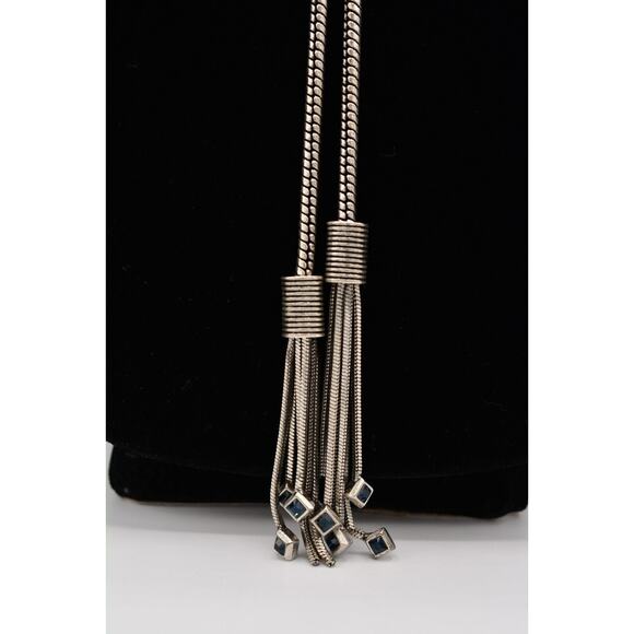 Richard Chain X JewelMint Lariat Necklace Blue Crystal Chunky Rope Chain BinR - Picture 1 of 12